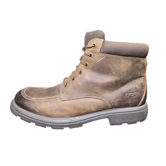 Men's UGG Biltmore Leather Waterproof Brown Size 11 Moc Toe Lace‎ Up Soft Comfy - Picture 5 of 16